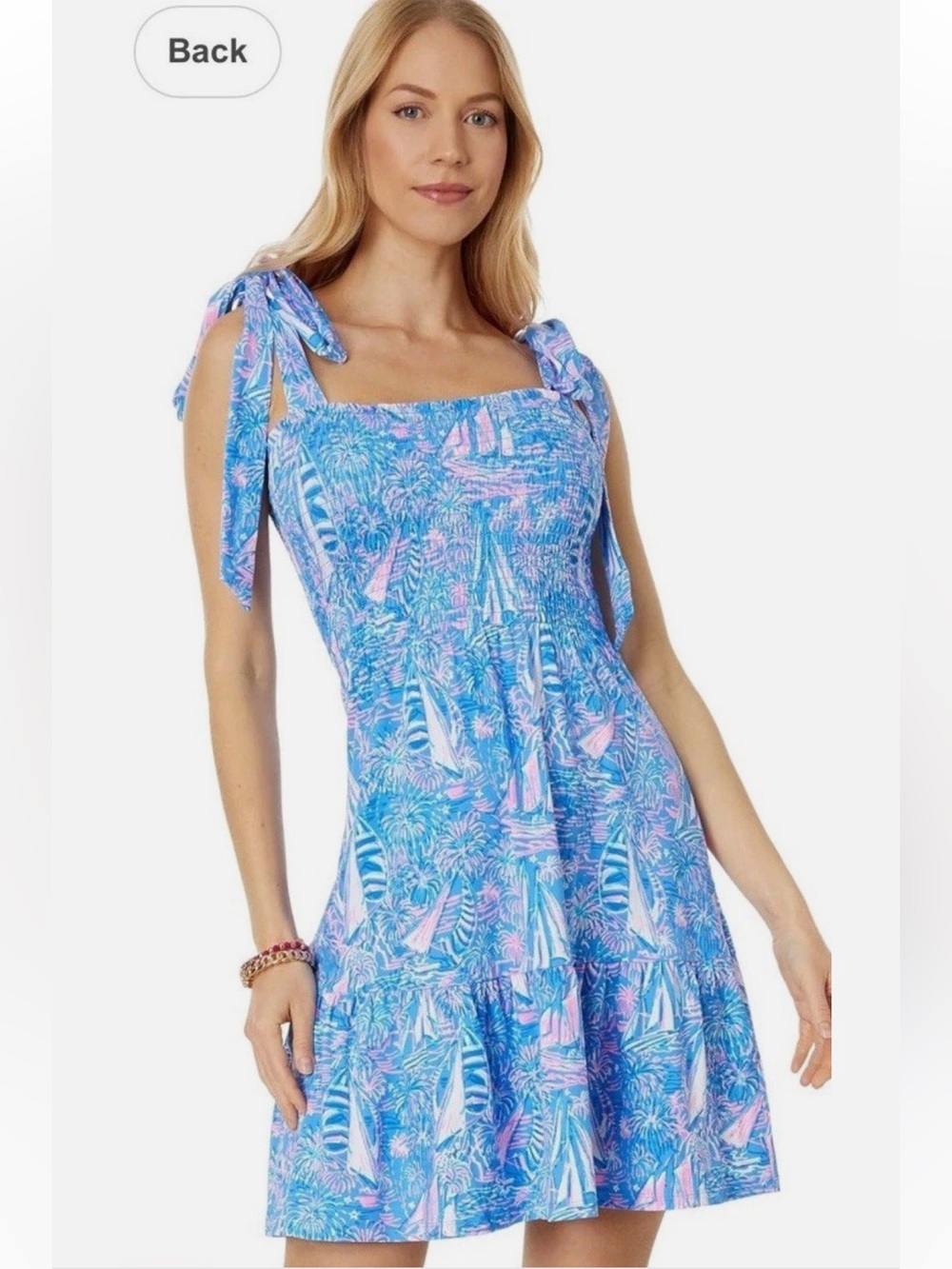Lilly Pulitzer Kailua Smocked Mini Dress in Sailabration Boca Blue